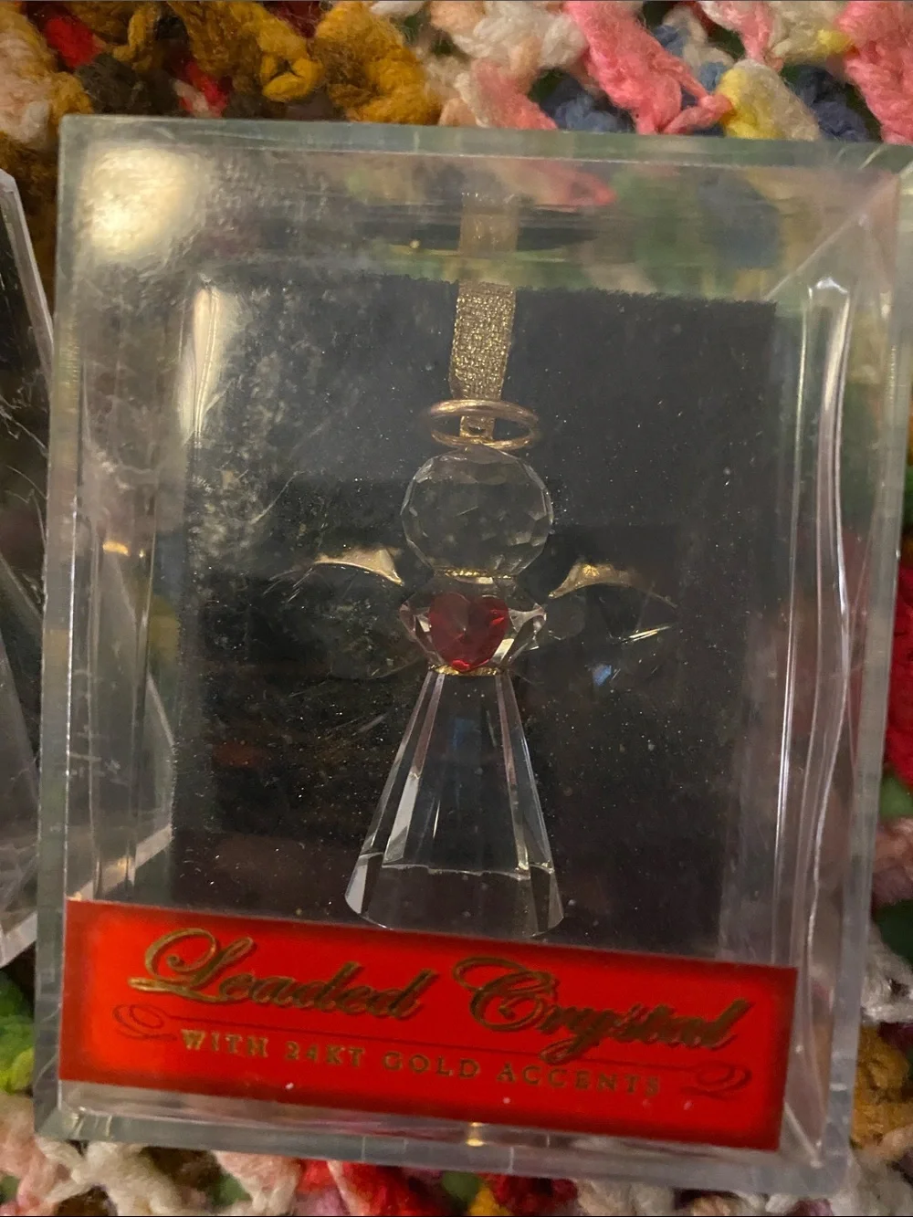 LEADED CRYSTAL CHRISTMAS HANDCRAFTED ORNAMENT 24KT GOLD ACCENTS SET OF 4